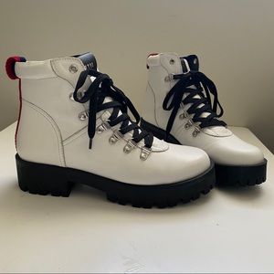 Steve Madden White Bam Biker Boot